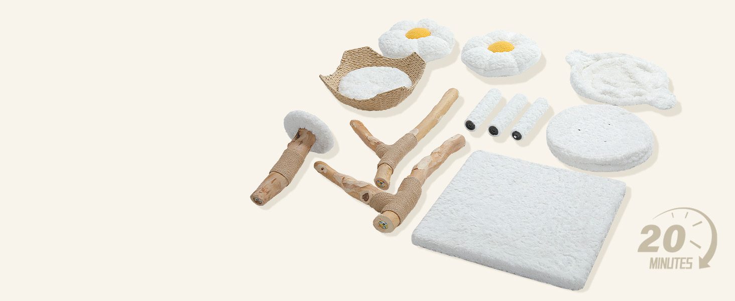 natural solid wood scratching post with a real branch design