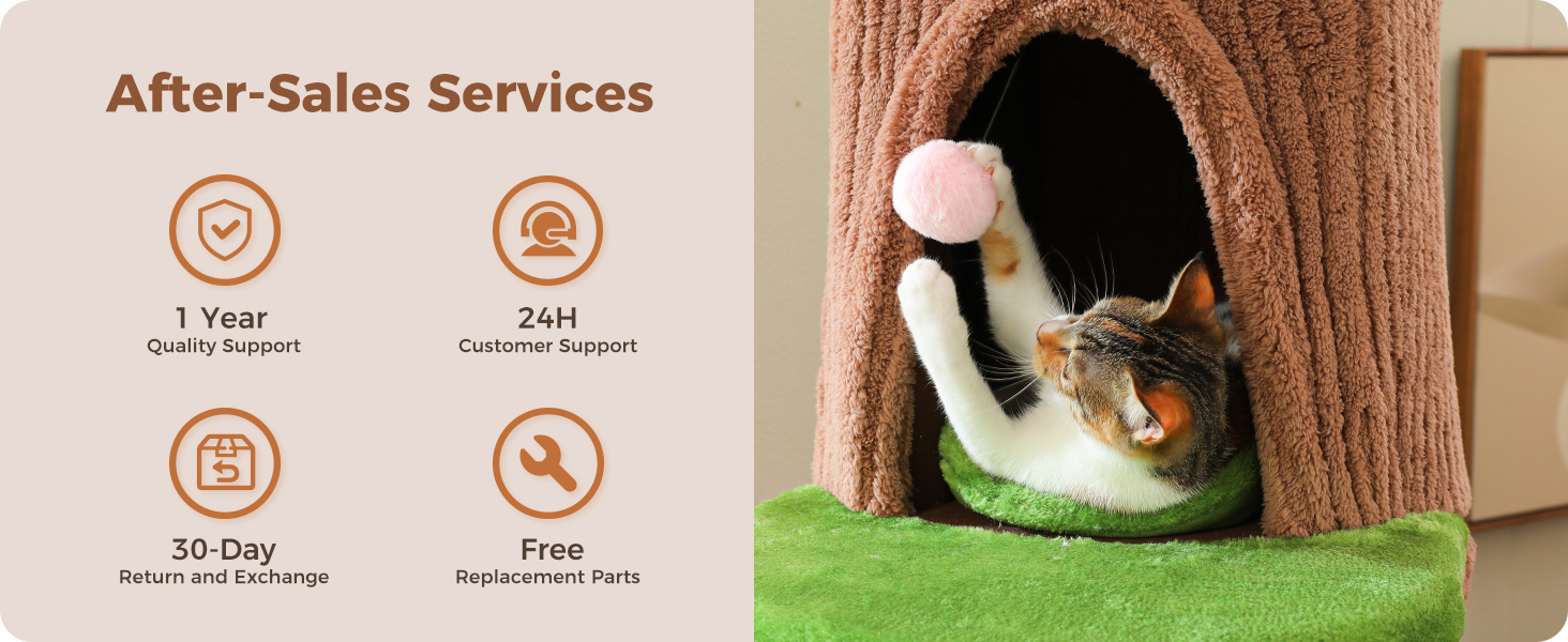 MUTTROS Cat Tree, spacious 15.7” condos, cozy hideaways, perfect for shy &amp;amp; playful cats