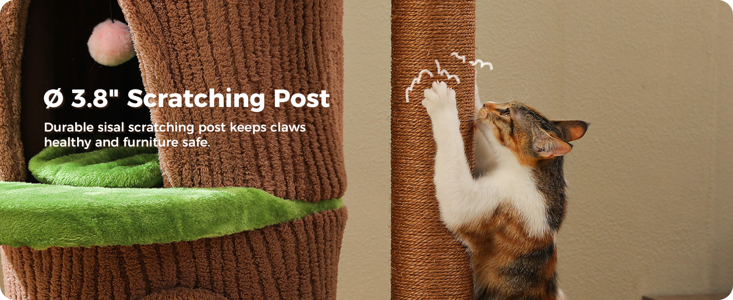 MUTTROS 3.8-inch durable sisal scratching post, keeps claws healthy, protects furniture