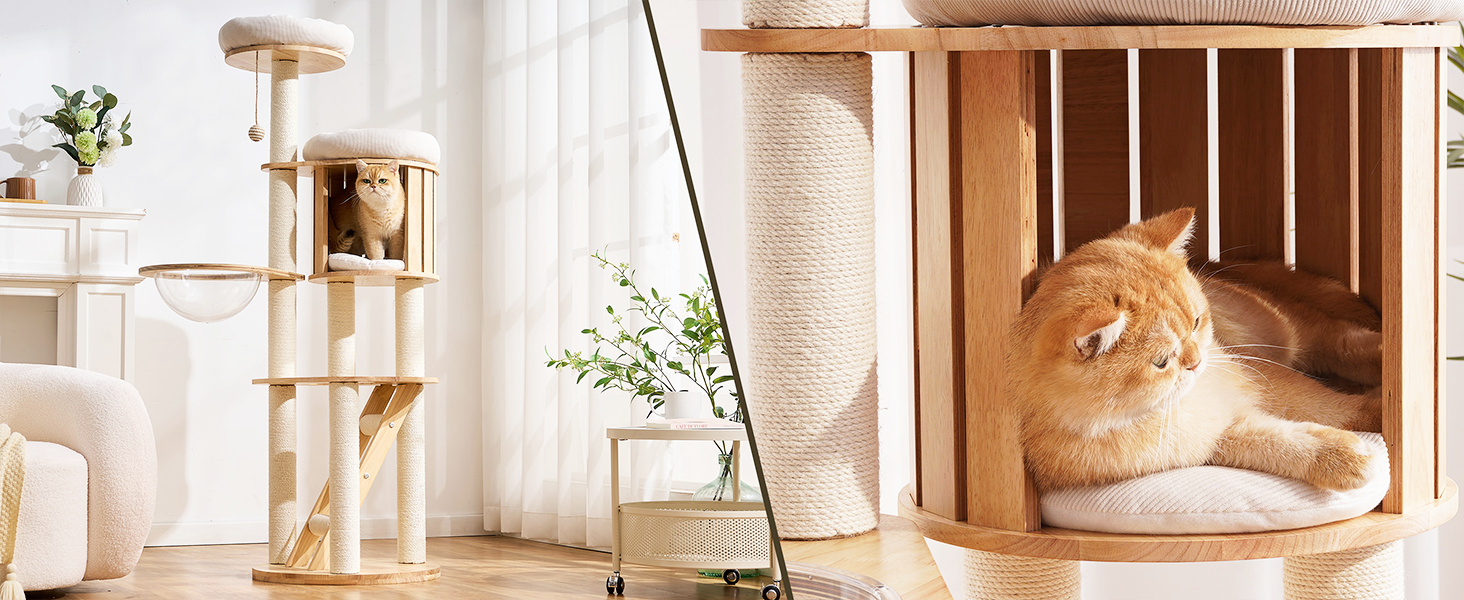 modern cat tree tower with scratching post