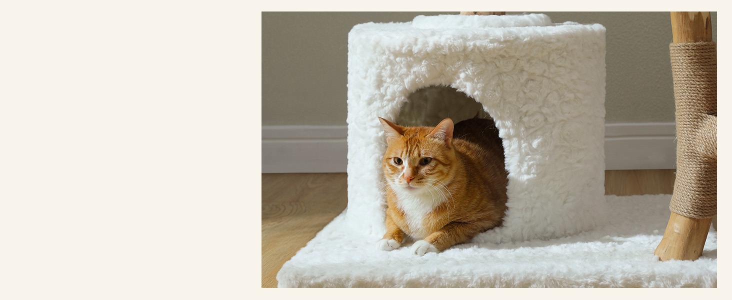 solid wood cat tower features a triple-thickened base, 3.5" solid posts and 22×23.6" oversized base