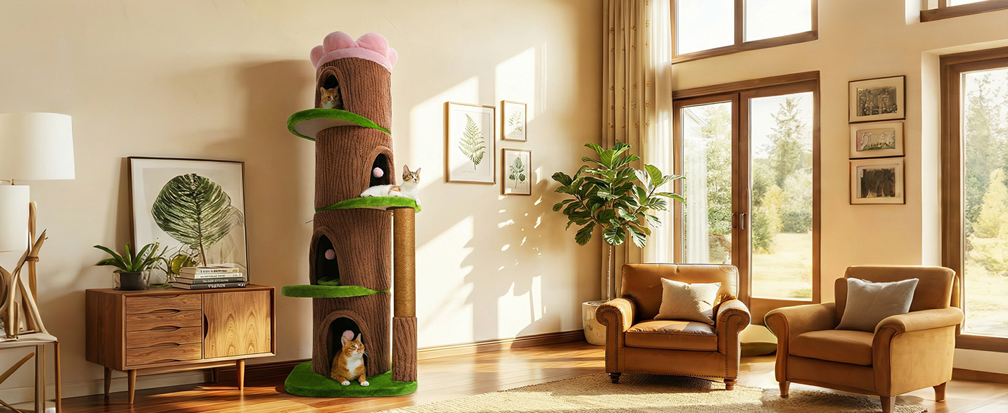 MUTTROS Thick Scratching Post (φ3.8in) – Large Heavy Duty Tree That Looks Like a Tree for Indoor