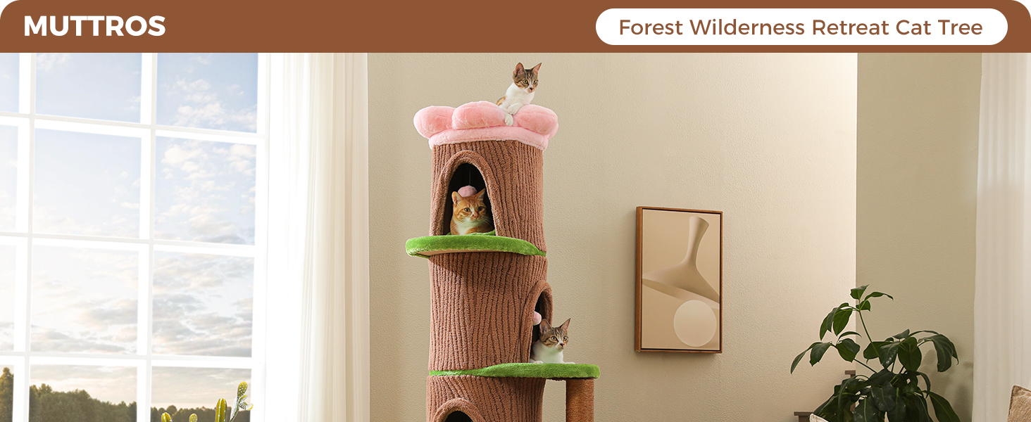 MUTTROS Cat Tree, FSC-Certified wood, realistic tree-trunk design, satisfies climbing instinct