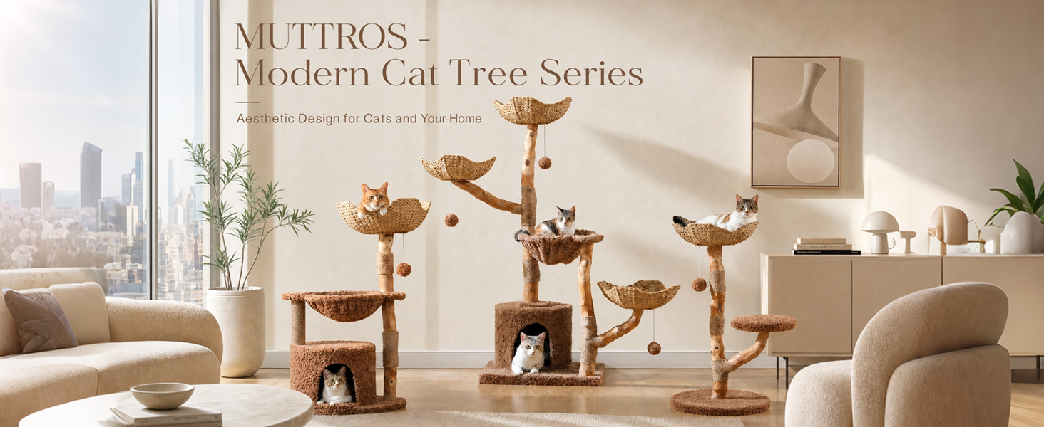 MUTTROS modern cat tree features luxurious cloud fleece design