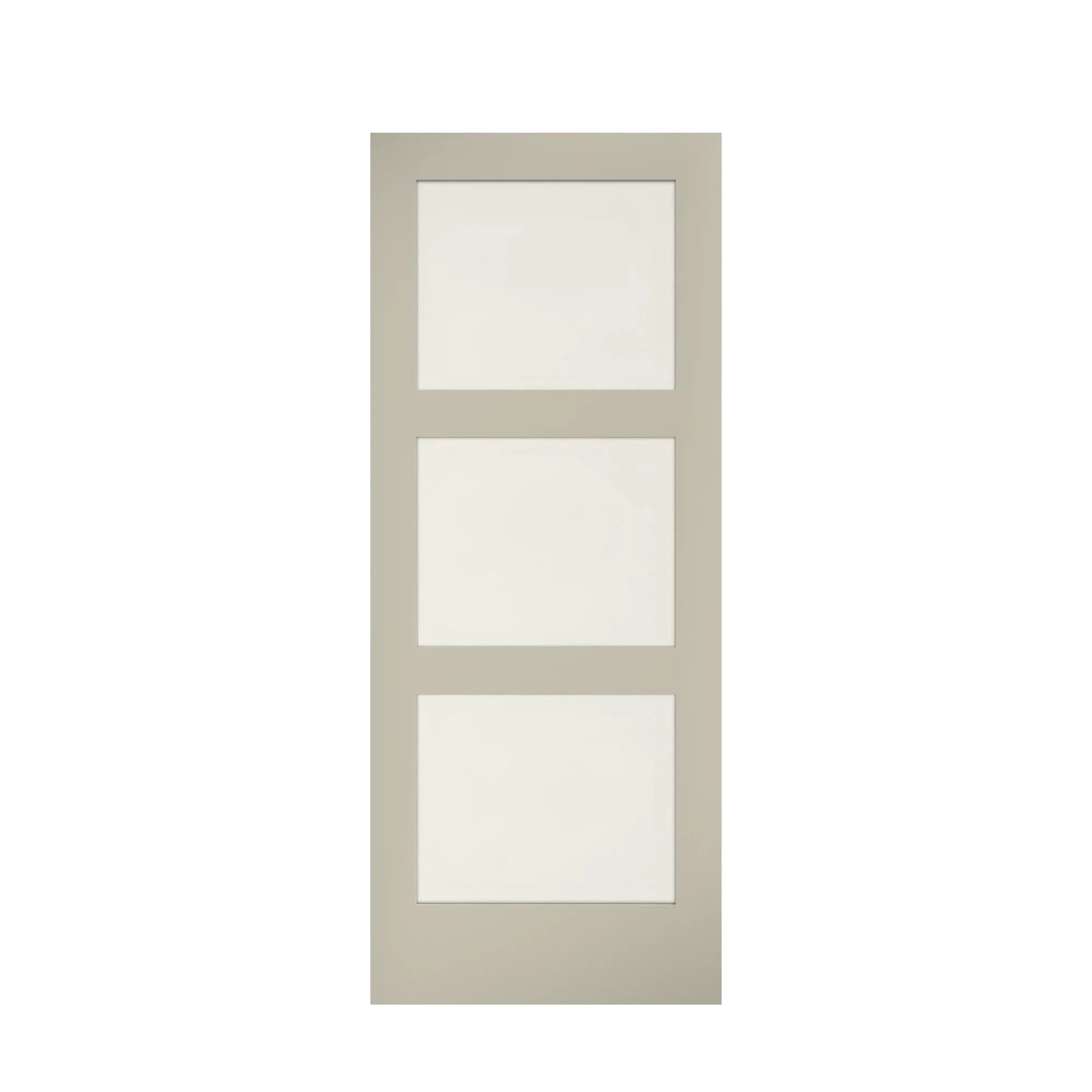 EightDoors 84 x 32 x 1-3/8 3-Lite Frosted Glass White Prefinished Solid Wood Core Interior Barn Door