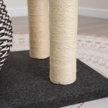 close in to the thick durable base, and two sisal scratching posts