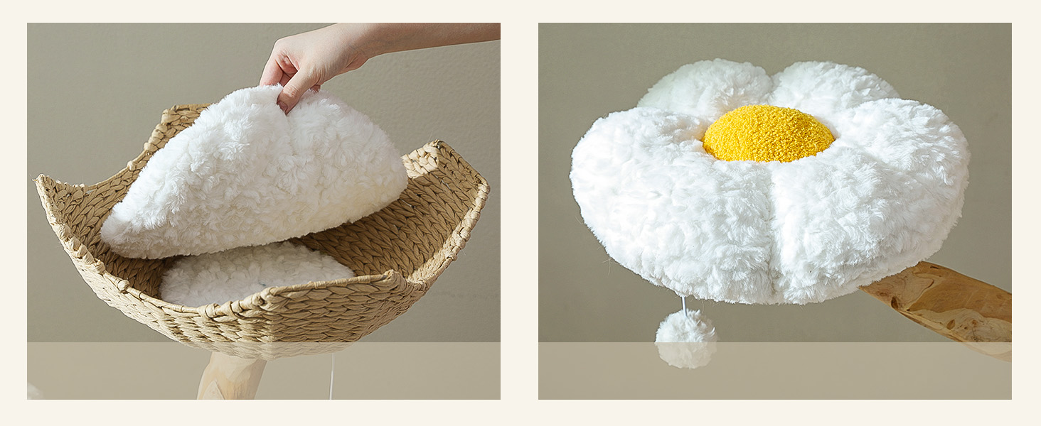 Crafted with premium materials, it has a sisal-wrapped pear wood trunk and 500g/㎡ ultra-soft fleece