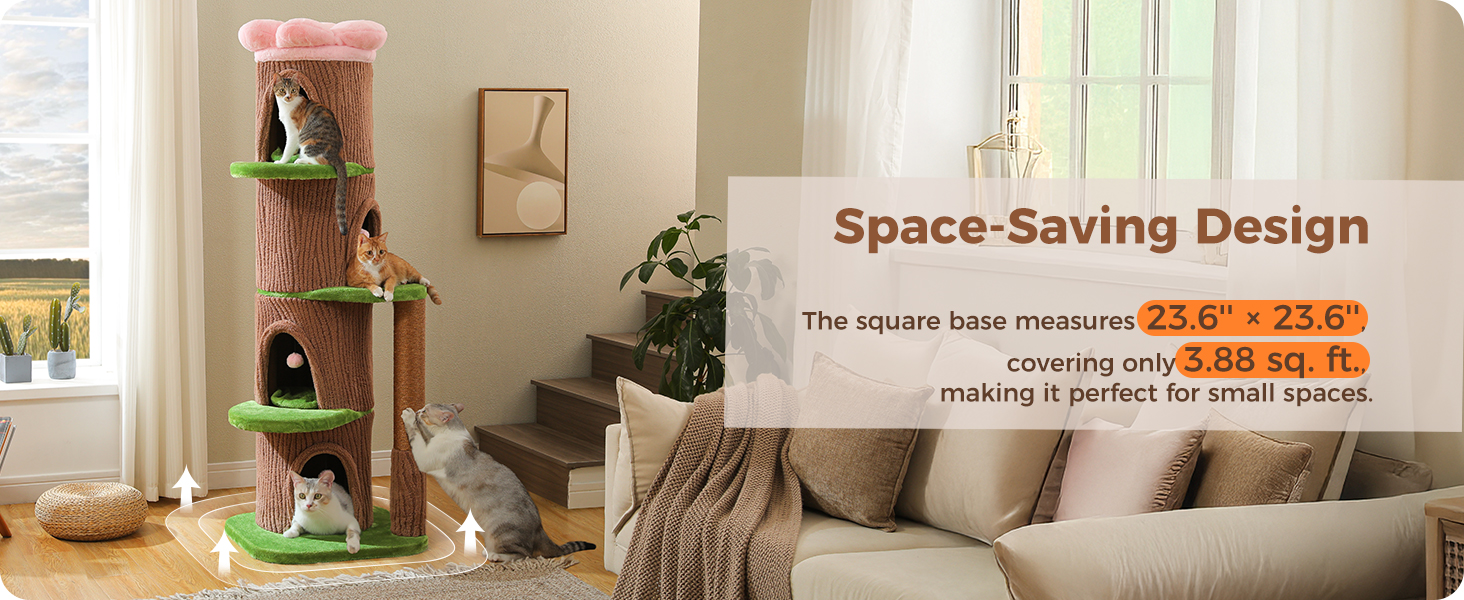 MUTTROS 23.6”x23.6” space-saving square base, 3.88 sq. ft. footprint, ideal for small living spaces