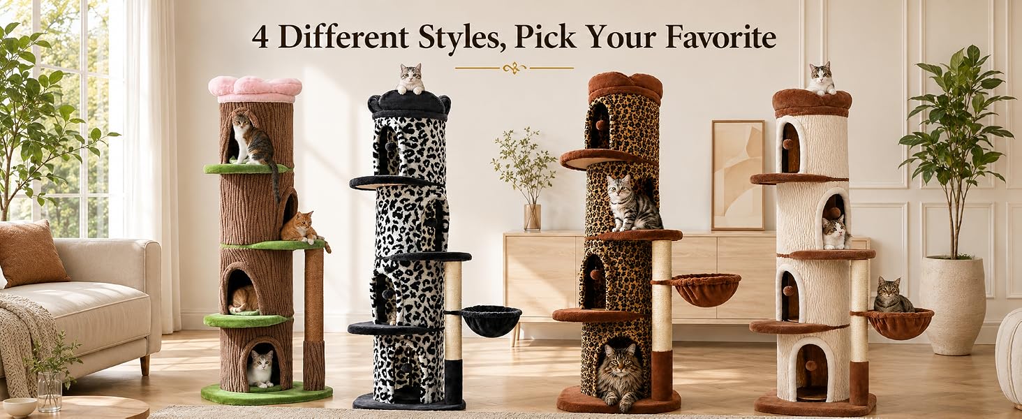 MUTTROS 68.5" Heavy Duty Cat Tree Tower with 4 Condos